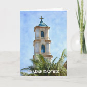 Carte de vœux de baptême de Croix d'église (Devant)