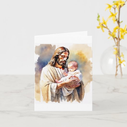 Carte de voeux de baptême personnalisée pour enfan (Fleur jaune)