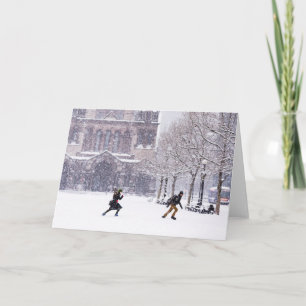 carte de vœux de bataille de boules de neige de Bo