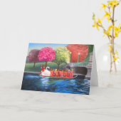 Carte de voeux de bateau de cygne par Liz Boston (Fleur jaune)