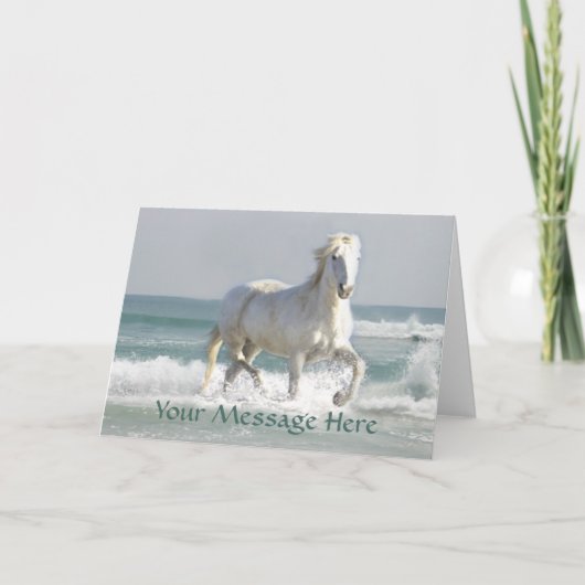 Carte de voeux de beauté d'océan de cheval (Devant)