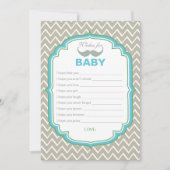 Carte de vœux de bébé à la moustache bleue et vert (Devant)