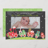 Carte de vœux de bébé pour l'annonce du Train de N (Devant / Derrière)