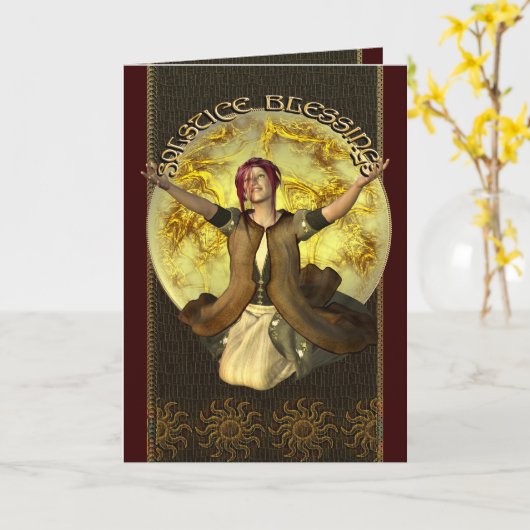 Carte de voeux de bénédictions de solstice (Fleur jaune)