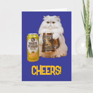 Carte de vœux de bière pour chat persan blanc mign