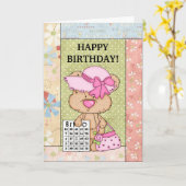 Carte de voeux de bingo-test d'anniversaire (Fleur jaune)