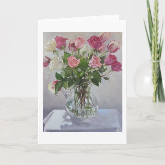 Carte de voeux de blanc "de bouquet rose" (Devant)
