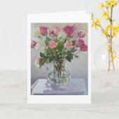 Carte de voeux de blanc "de bouquet rose" (Fleur jaune)