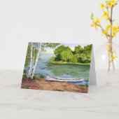 Carte de voeux de blanc de canoë d'été (Fleur jaune)