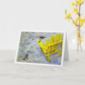 Carte de voeux de blanc de chaise de plage (Fleur jaune)