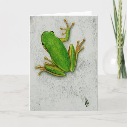 Carte de voeux de blanc de grenouille verte (Devant)