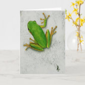 Carte de voeux de blanc de grenouille verte (Fleur jaune)