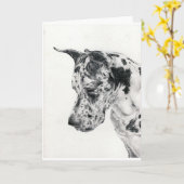 Carte de voeux de blanc de portrait de great dane (Fleur jaune)