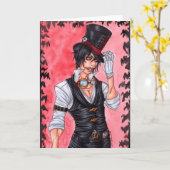 Carte de voeux de blanc de vampire de Steampunk (Fleur jaune)