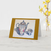 CARTE DE VOEUX de blanc du thé de la grand-mère (Fleur jaune)