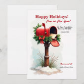 Carte de vœux de boîte aux lettres rouge pour anno (Devant / Derrière)