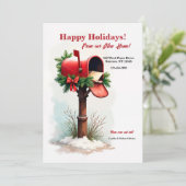 Carte de vœux de boîte aux lettres rouge pour anno (Debout devant)