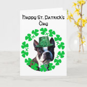 Carte de voeux de Boston Terrier du jour de St (Fleur jaune)