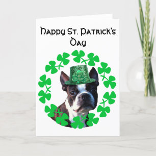 Carte de voeux de Boston Terrier du jour de St