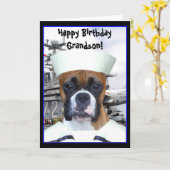 Carte de voeux de boxeur de marine de petit-fils (Fleur jaune)