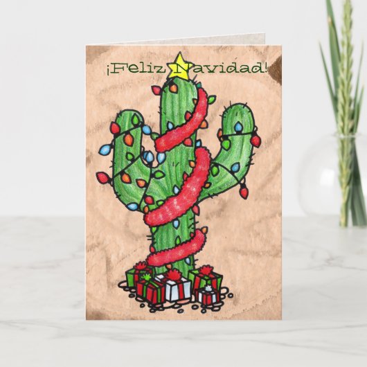 Carte de voeux de cactus de Noël (Devant)