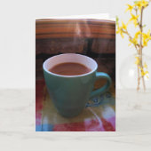 Carte de voeux de café chaud vapeur (Fleur jaune)