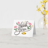 Carte de voeux de calligraphie florale Merci (Fleur jaune)
