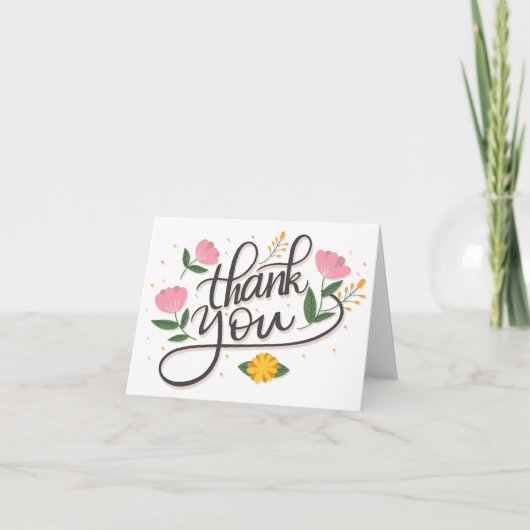 Carte de voeux de calligraphie florale Merci (Devant)