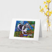 Carte de voeux "de camping de basset" (Fleur jaune)