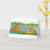 Carte de voeux de Capybara (Fleur jaune)