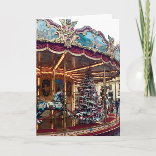 Carte de voeux de carrousel de Noël (Devant)