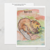 Carte de vœux de castor (Devant / Derrière)
