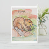 Carte de vœux de castor (Debout devant)