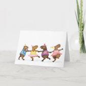 Carte de vœux de célébration de capybaras dansants (Devant)