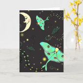 Carte de voeux de cerfs-volants de mite de Luna (Fleur jaune)