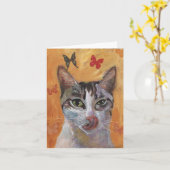 Carte de voeux de chat (Fleur jaune)