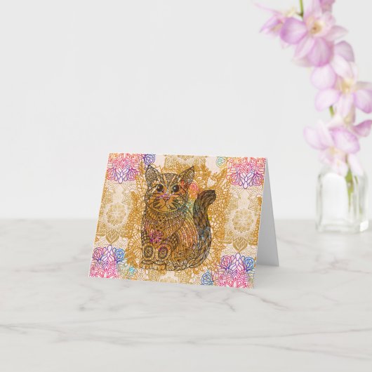 Carte de vœux de chat (Orchidée)