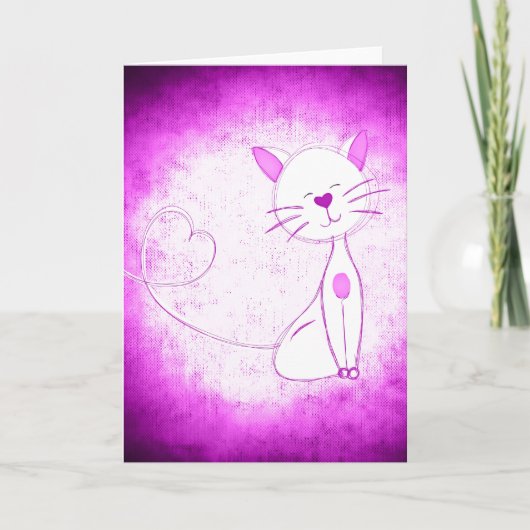 Carte de voeux de chat Cool violet (Devant)