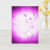 Carte de voeux de chat Cool violet (Fleur jaune)