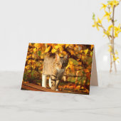 carte de voeux de chat d'automne (Fleur jaune)