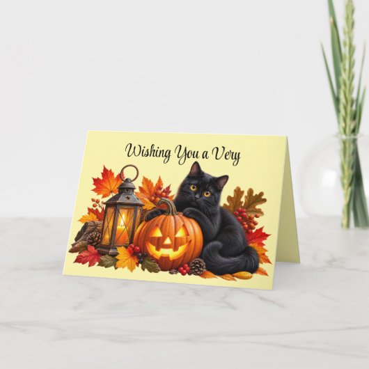 Carte de vœux de chat d'automne doux (Devant)