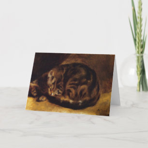 Carte de voeux de chat de sommeil de Renoir