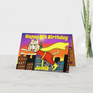 Carte de voeux de chat de superhéros