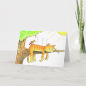 Carte de vœux de chat dormant au soleil (Devant)