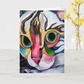 Carte de voeux de chat du Bengale (Fleur jaune)