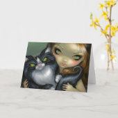 Carte de voeux "de chat espiègle de smoking" (Fleur jaune)