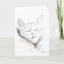 Carte de vœux de chat mignon endormi
