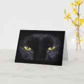 Carte de voeux de chat noir (Fleur jaune)