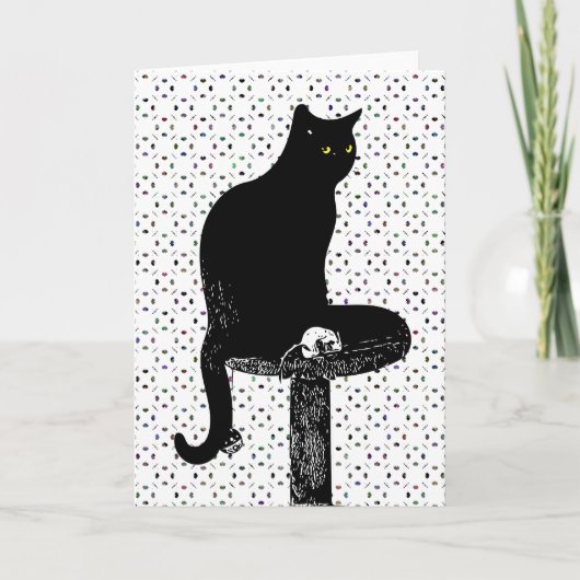 Carte de voeux de chat noir (Devant)
