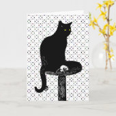 Carte de voeux de chat noir (Fleur jaune)
